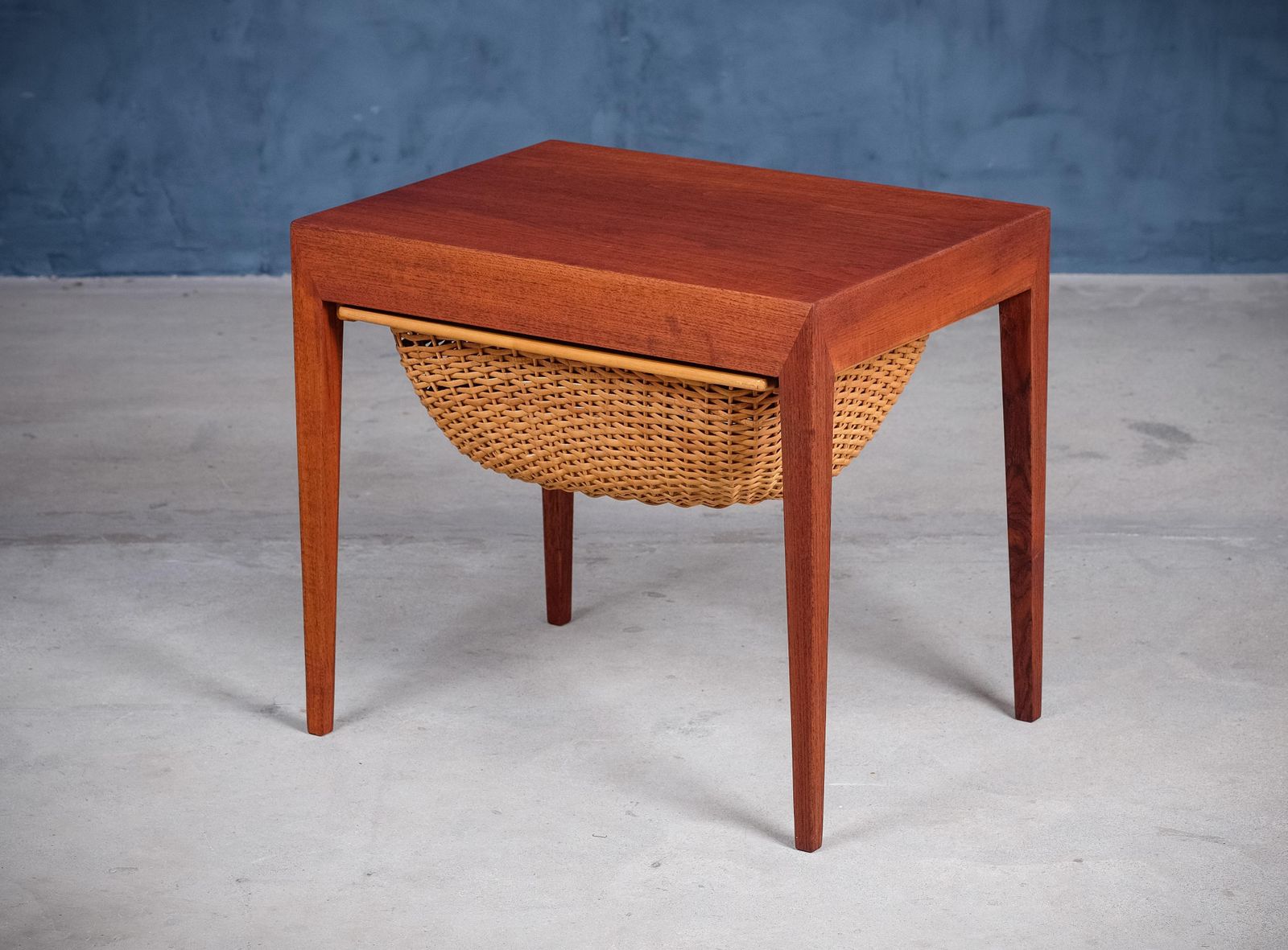 Mid Century Teak Nightstand Or Sewing Table By Severin Hansen For Haslev, 1950s photo furniture