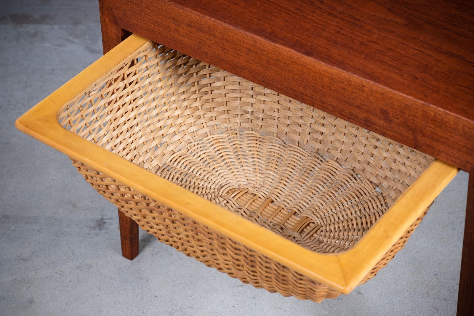 Mid Century Teak Nightstand Or Sewing Table By Severin Hansen For Haslev, 1950s photo 1437.0