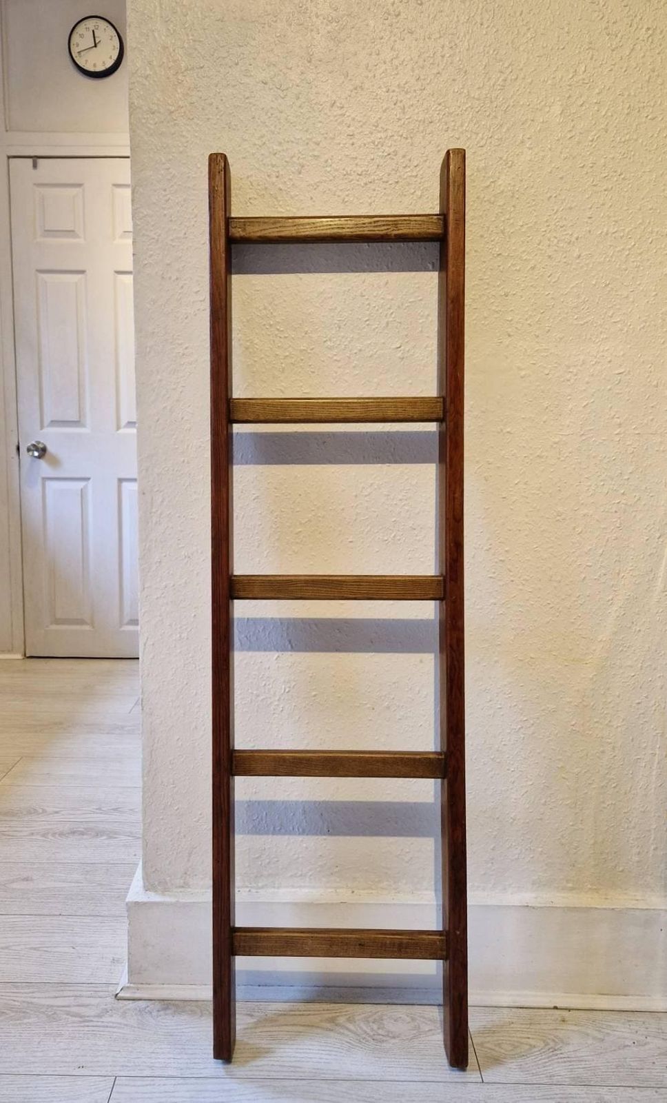 Wooden Ladder Display Blankets Towels, Rich Brown Woodgrain Finish photo furniture