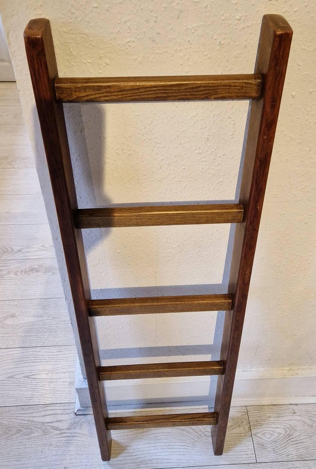 Wooden Ladder Display Blankets Towels, Rich Brown Woodgrain Finish photo for sale