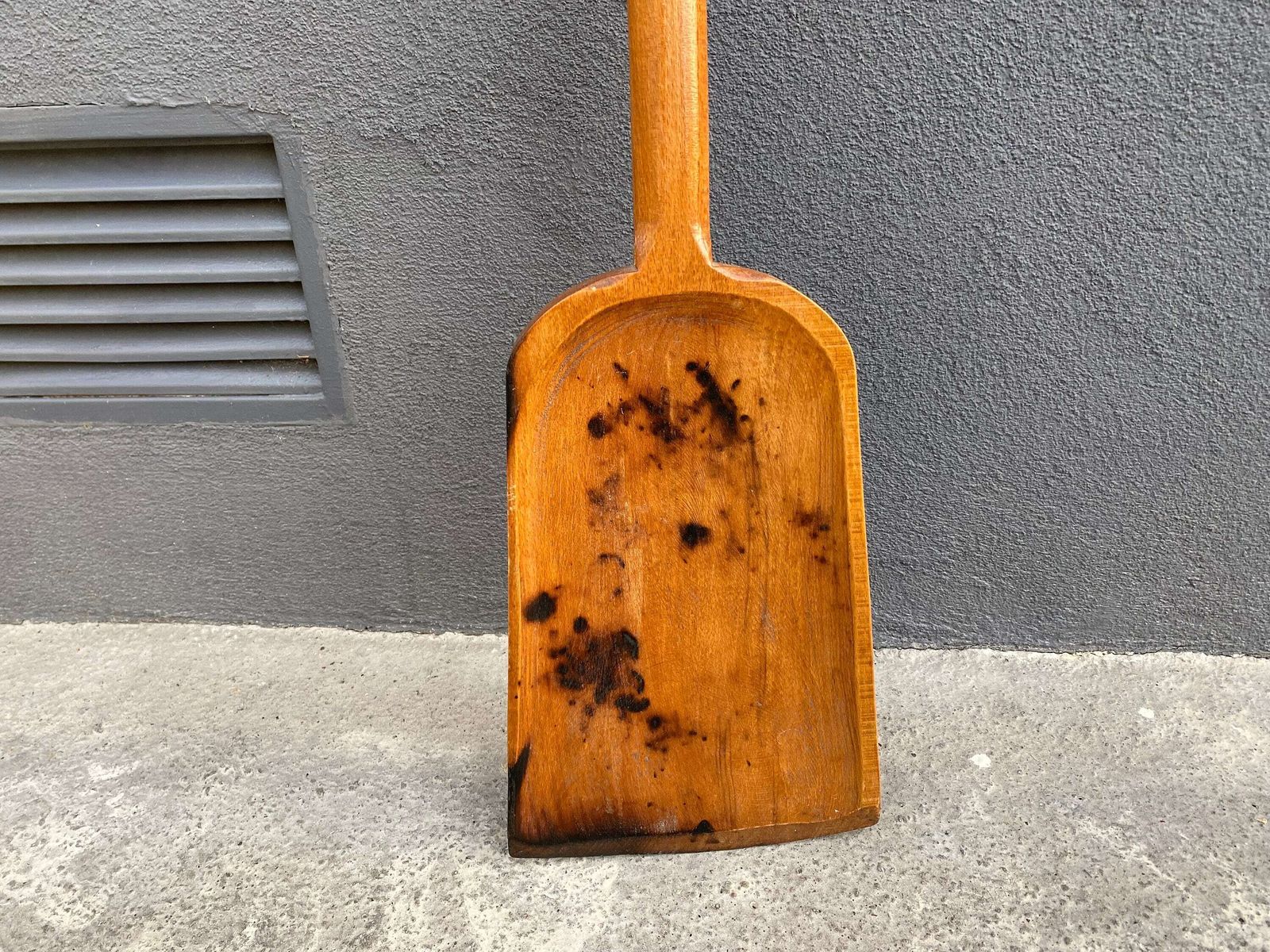 Antique French 50s Wooden Bread Shovel, Vintage Rustic Shovel