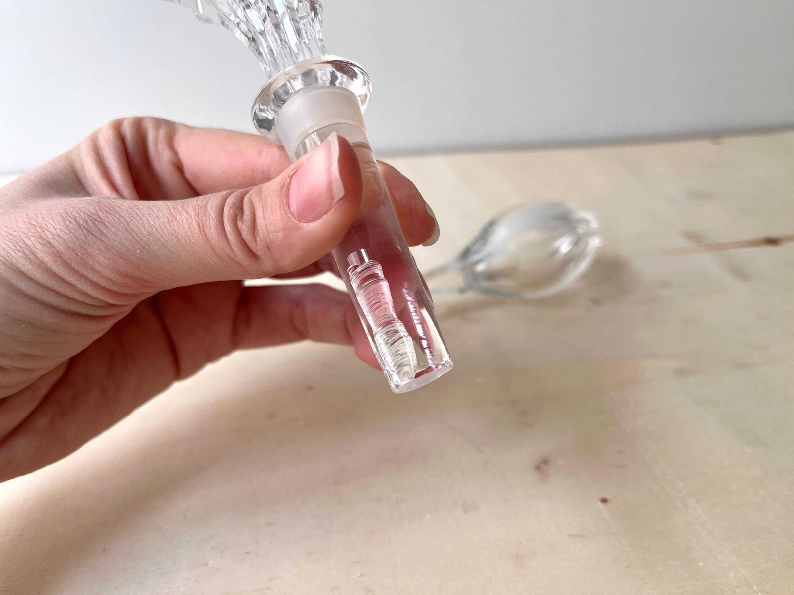 Home Decor Set Of 2 French Antique Cristal Decanter Stoppers, Vintage 1940's Clear Glass Stoppers photo