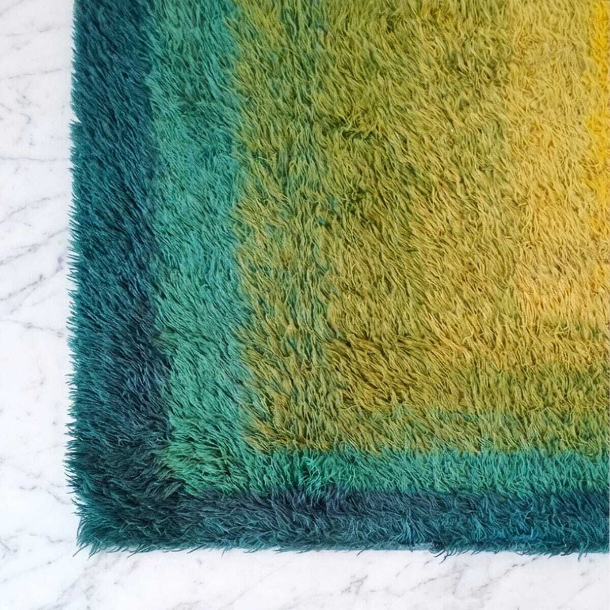 1970s Mid Century Modern "Homage To The Square" Shag Rug – Geometric Op Art Textile / Wall Tapestry photo buy
