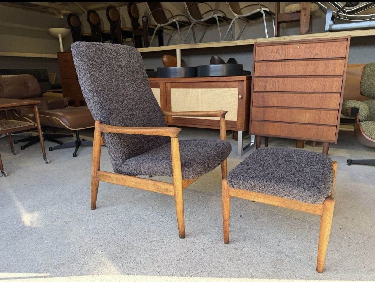 Mid Century Armchair With Footstool By Edmund Homa Gfm 64 Design 1960s photo Furniture