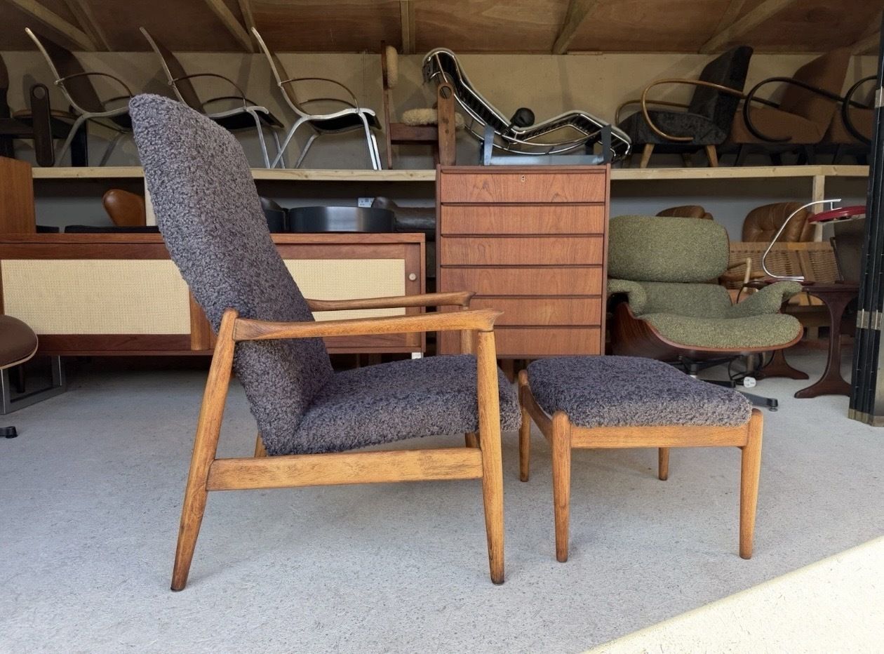 Mid Century Armchair With Footstool By Edmund Homa Gfm 64 Design 1960s photo 1085.0