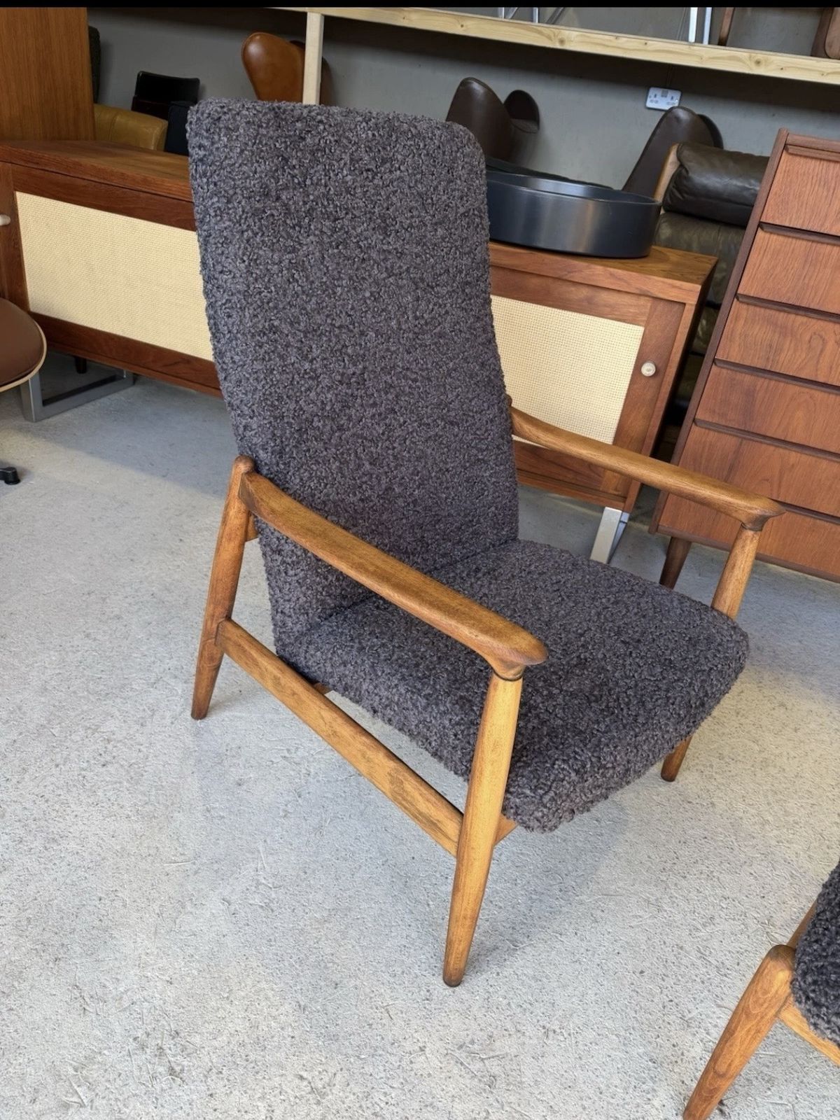 photo for sale Mid Century Armchair With Footstool By Edmund Homa Gfm 64 Design 1960s