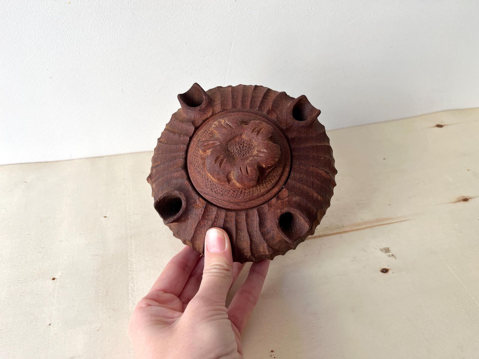 French Vintage Wooden Friendship Cup, 70’s Savoyard "Grolle", Wooden Trinket Bowl photo furniture