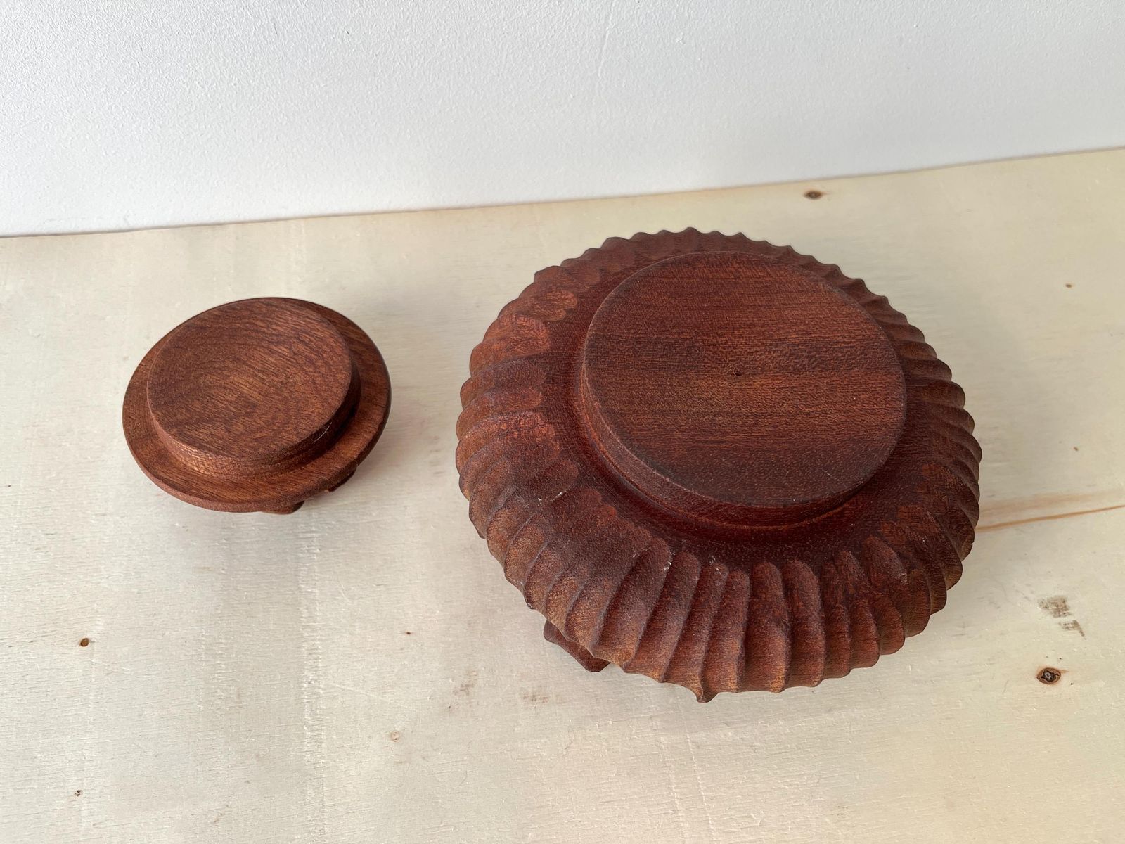 French Vintage Wooden Friendship Cup, 70’s Savoyard "Grolle", Wooden Trinket Bowl photo vintage