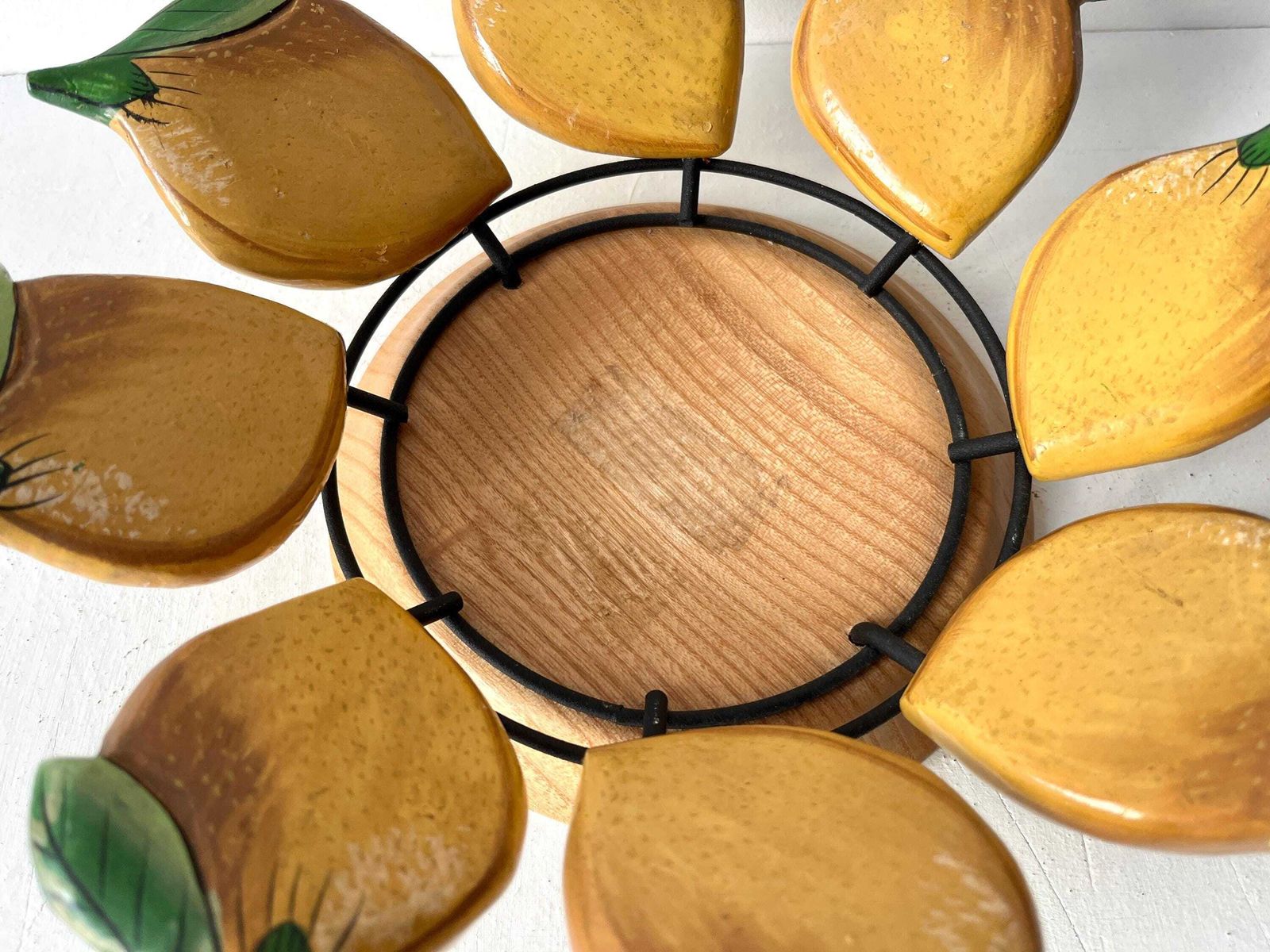 photo furniture 80s Cuzin Fruit Wooden Bowl With Lemon Design, Vintage Cup Holder, Wooden Trinket Bowl