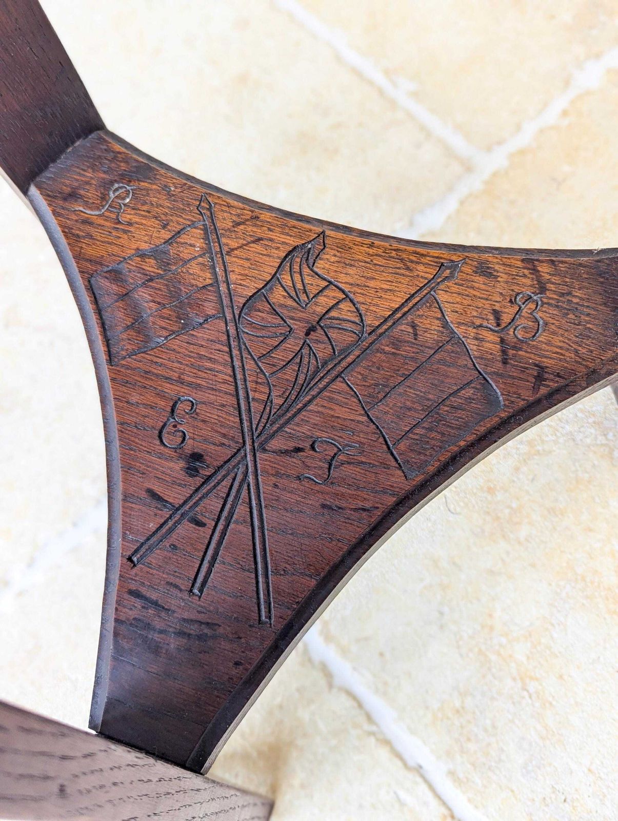 Antique Early 20th Century Carved Oak Commemorative Occasional Table C.1920 photo for sale