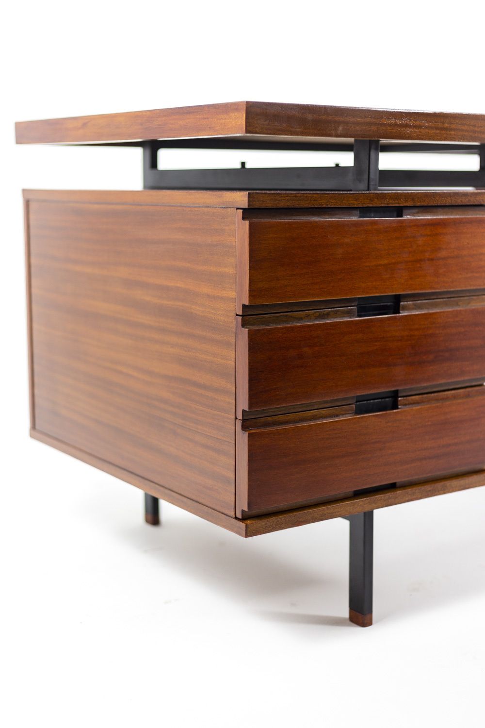 Pierre Guariche, Desk In Mahogany And Lacquered Metal, 1960’s photo furniture
