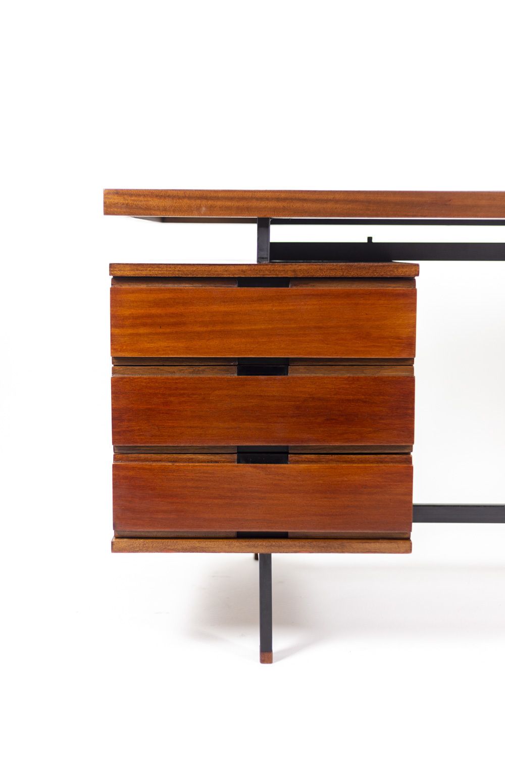 Pierre Guariche, Desk In Mahogany And Lacquered Metal, 1960’s photo Furniture