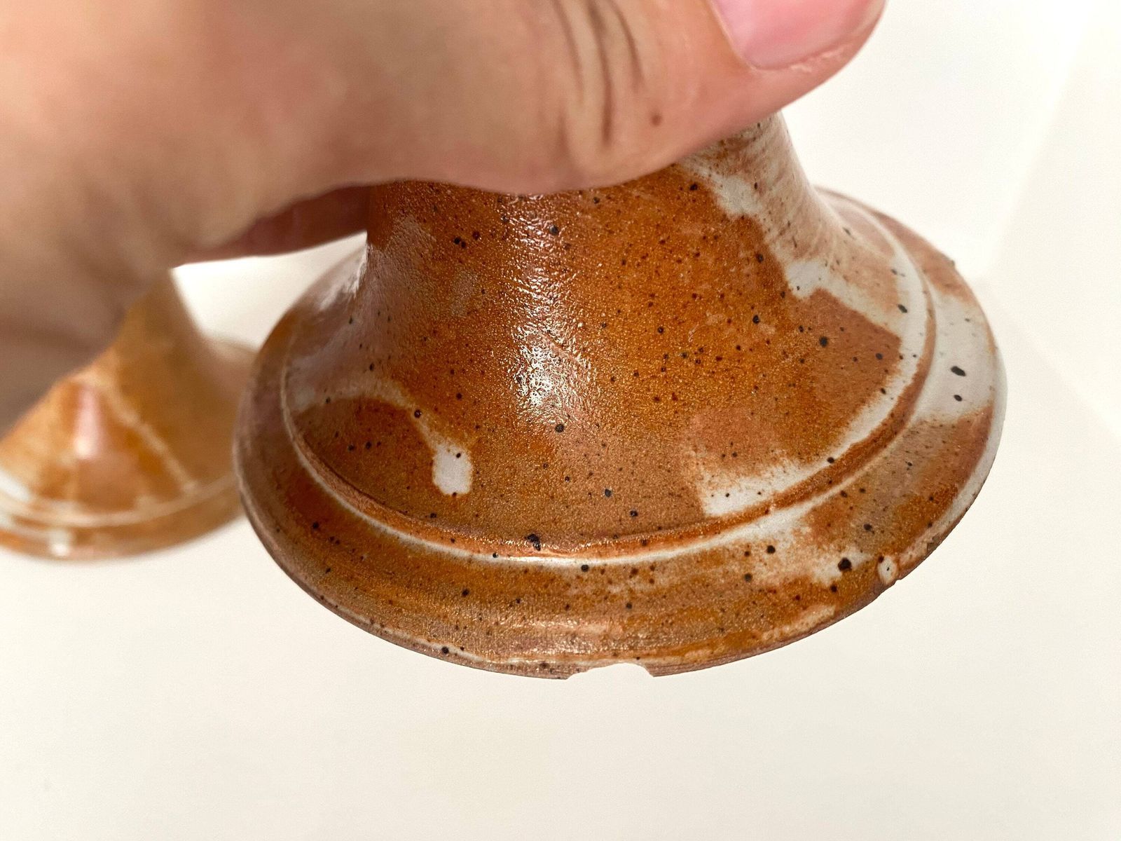 Set Of 2 Glazed Stoneware Candlesticks 60s, Vintage Stoneware Pottery photo buy