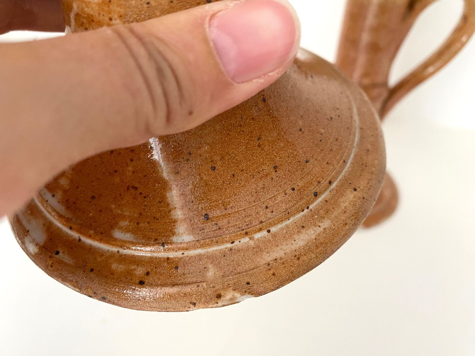 photo furniture Set Of 2 Glazed Stoneware Candlesticks 60s, Vintage Stoneware Pottery