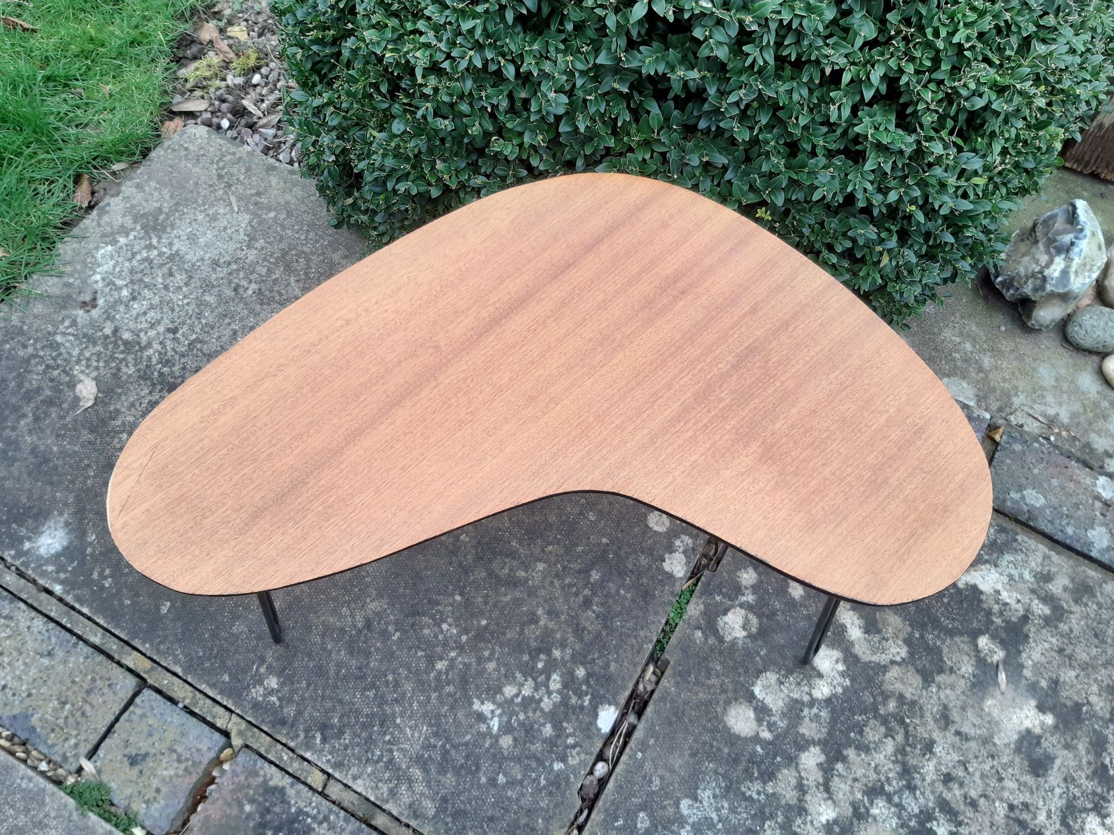 Vintage Boomerang / Kidney Coffee Or Side Table With Hairpin Legs, Mcm 1960's photo furniture
