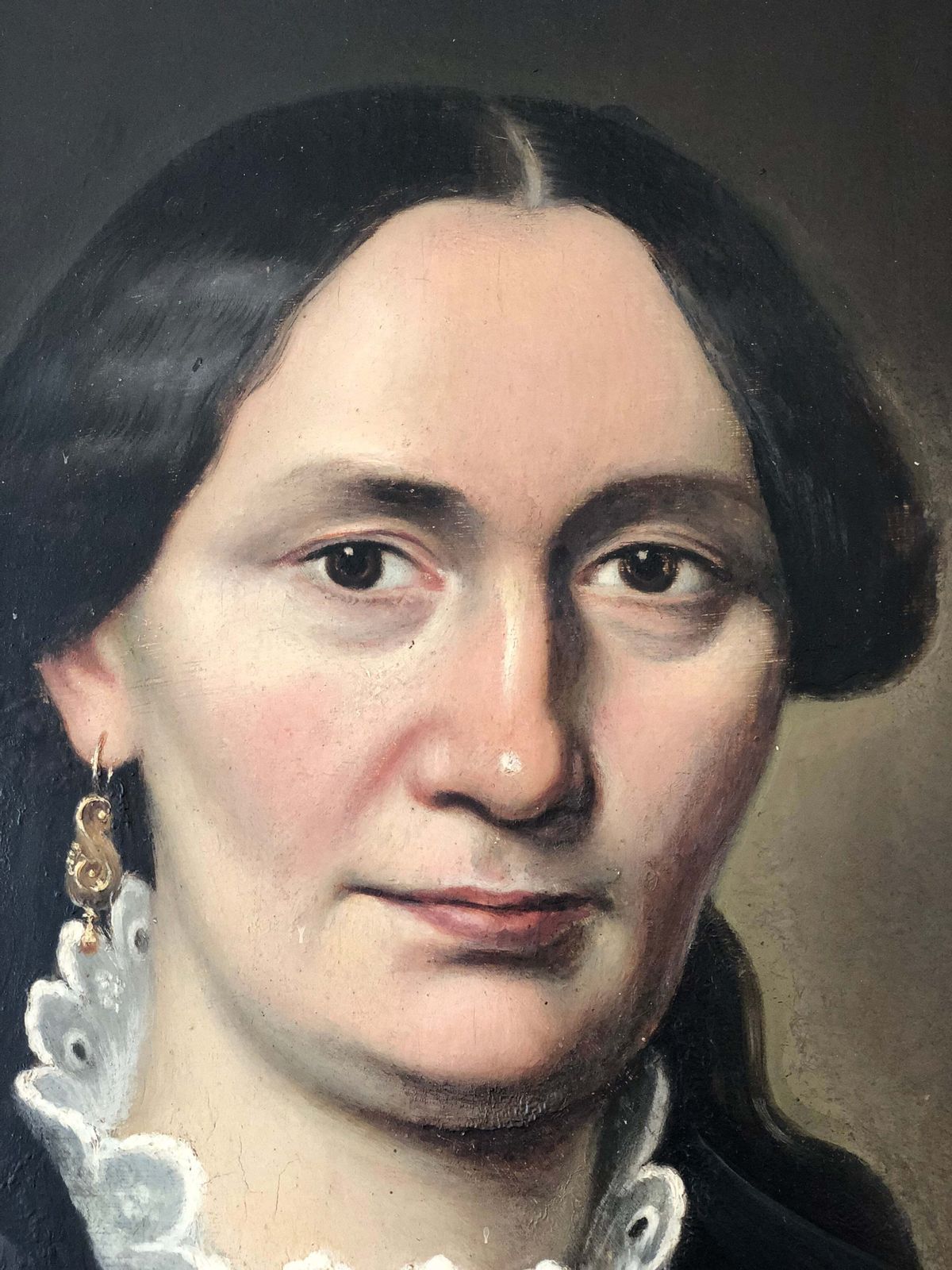 Antique Oil Portrait Painting Of A German Lady, C. 1840 photo Art