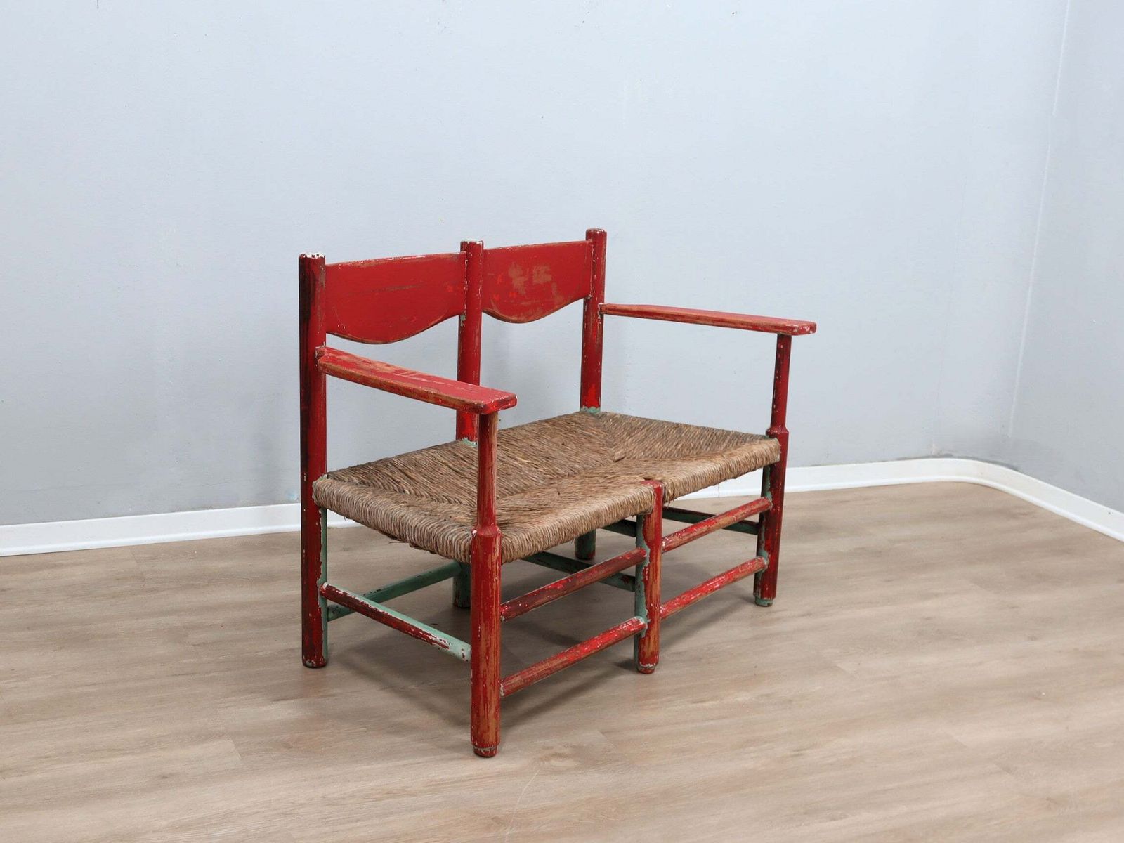 1930s Italian Rustic Wooden Country Chic Bench photo vintage