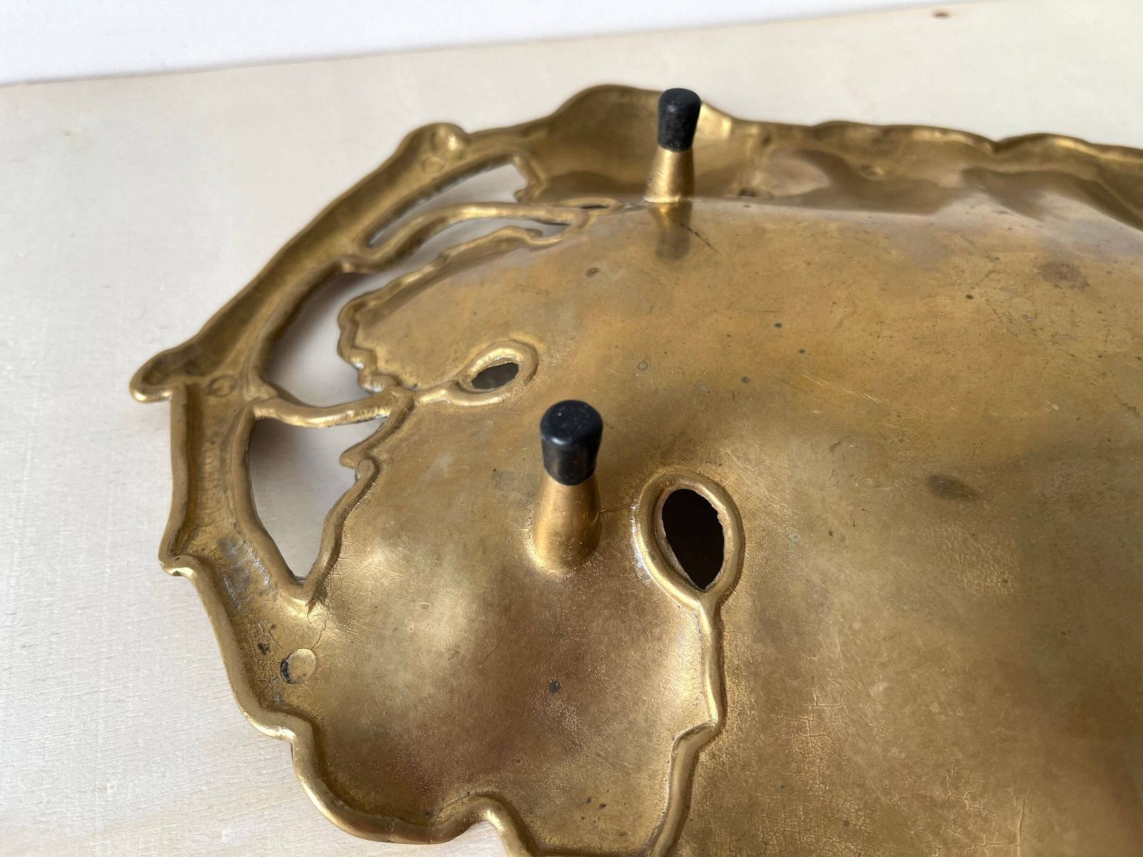 photo furniture Vine Leaves Bronze Trinket Bowl, Art Nouveau Dish, French Bronze Plate