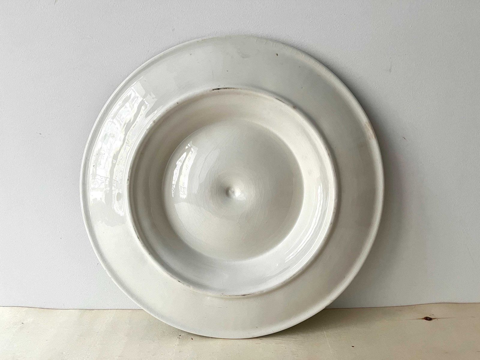 French Oyster Dish Longchamp France 60s, Vintage Green Majolica Made In France, Seafood Plate photo vintage