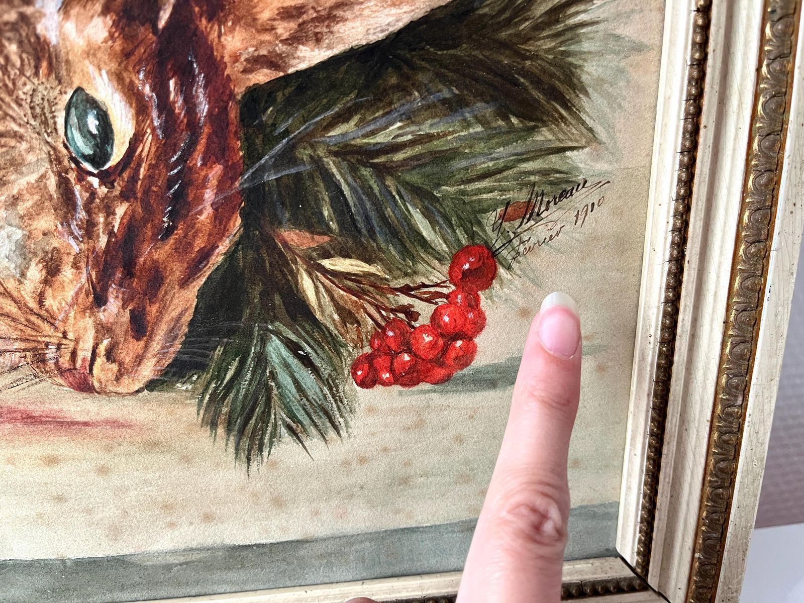 Antiek Stilleven Met Haas "Trophy Hunting", Frans Olieverfschilderij Op Doek Uit De Jaren 1910, In Antieke Lijst photo vinterior