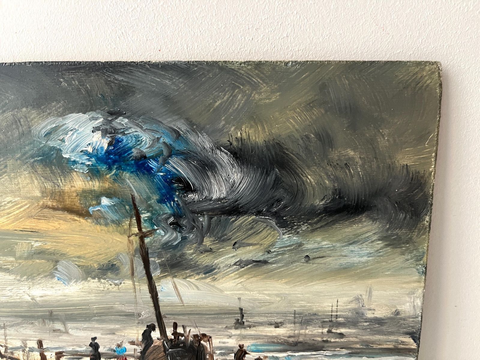 Original 1950's Seascape Oil On Panel, Antique Small Marine Scene, Sailor Painting photo for sale
