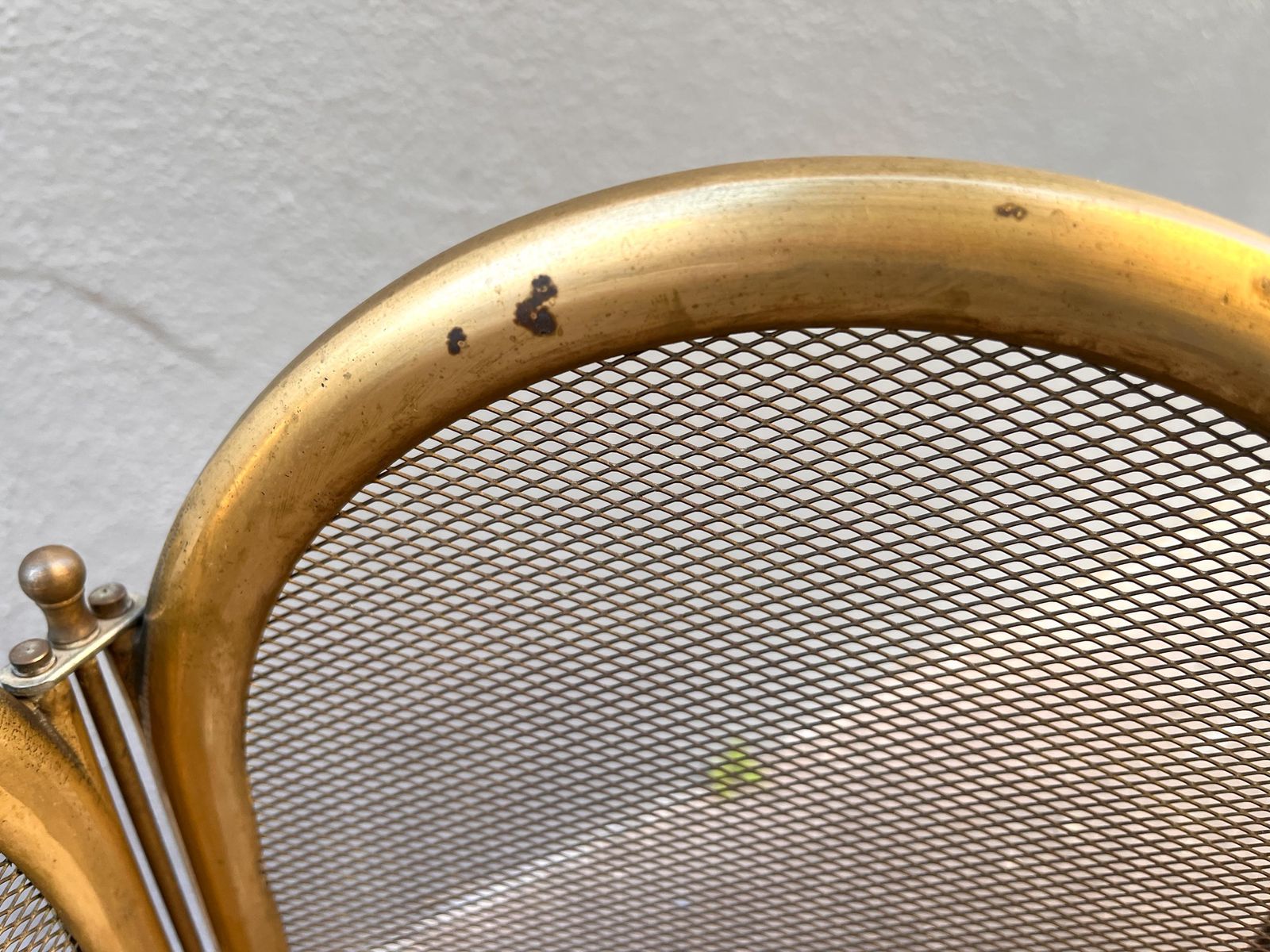 photo vinterior French Antique Brass Fireplace Screen 40 X 20 Inches, 4 Flap 1920's Fire Screen