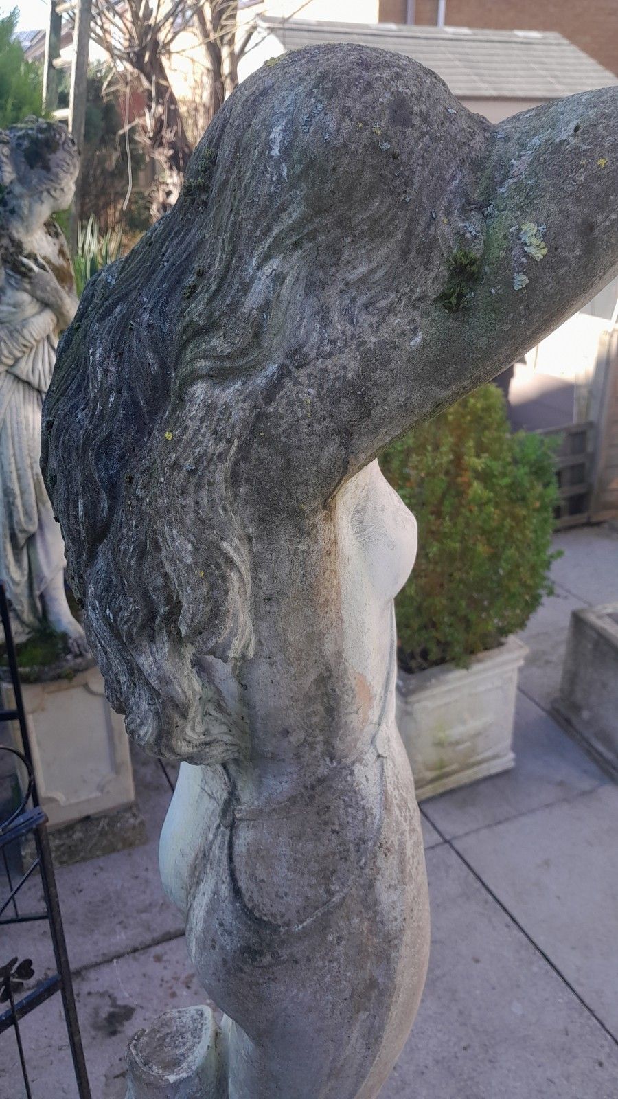 Weathered Cast Stone "Shy Lady" Garden Statue Sculpture photo buy