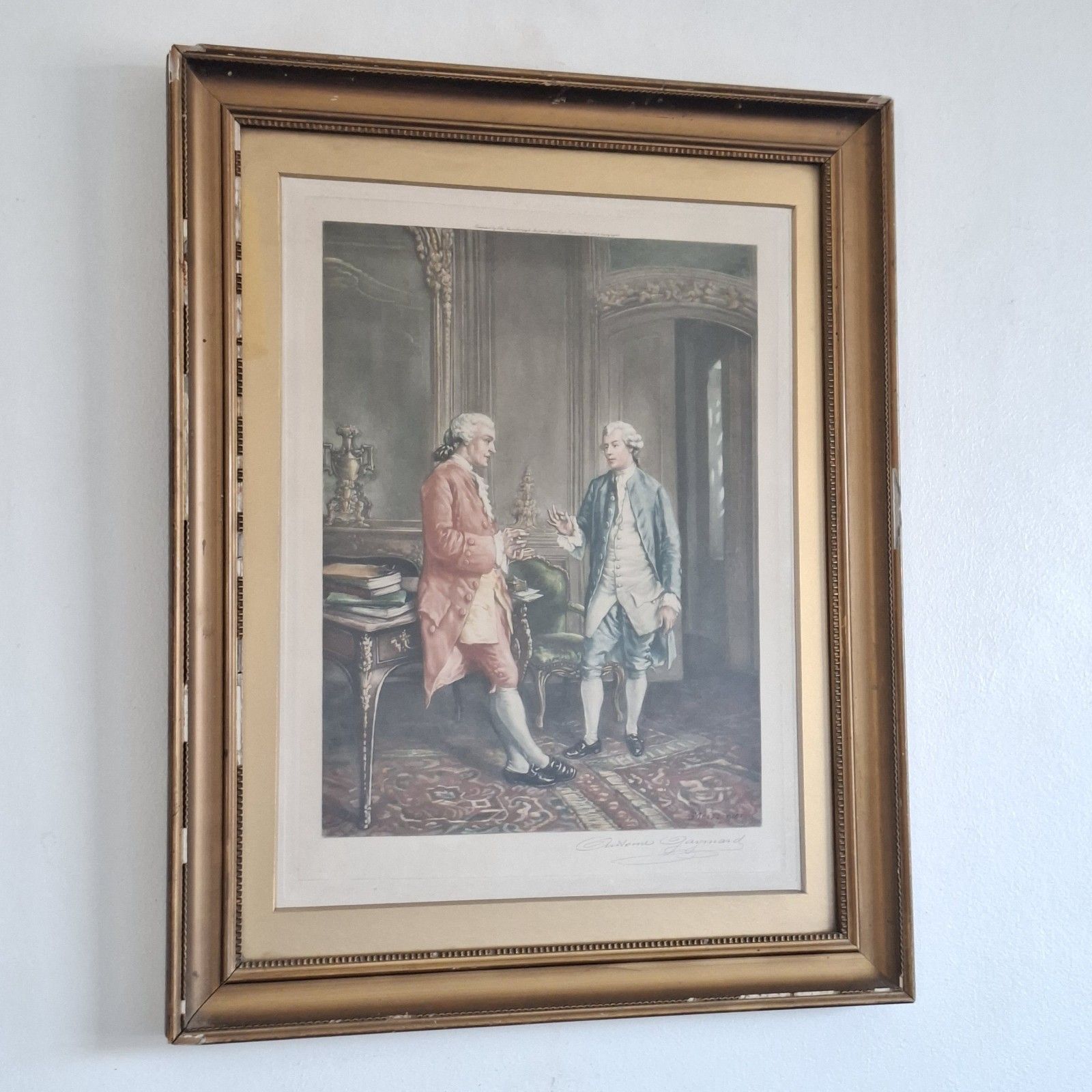 Antoine Gaymard Mezzotint Engraving Meissonier The Conversation Antique Print
