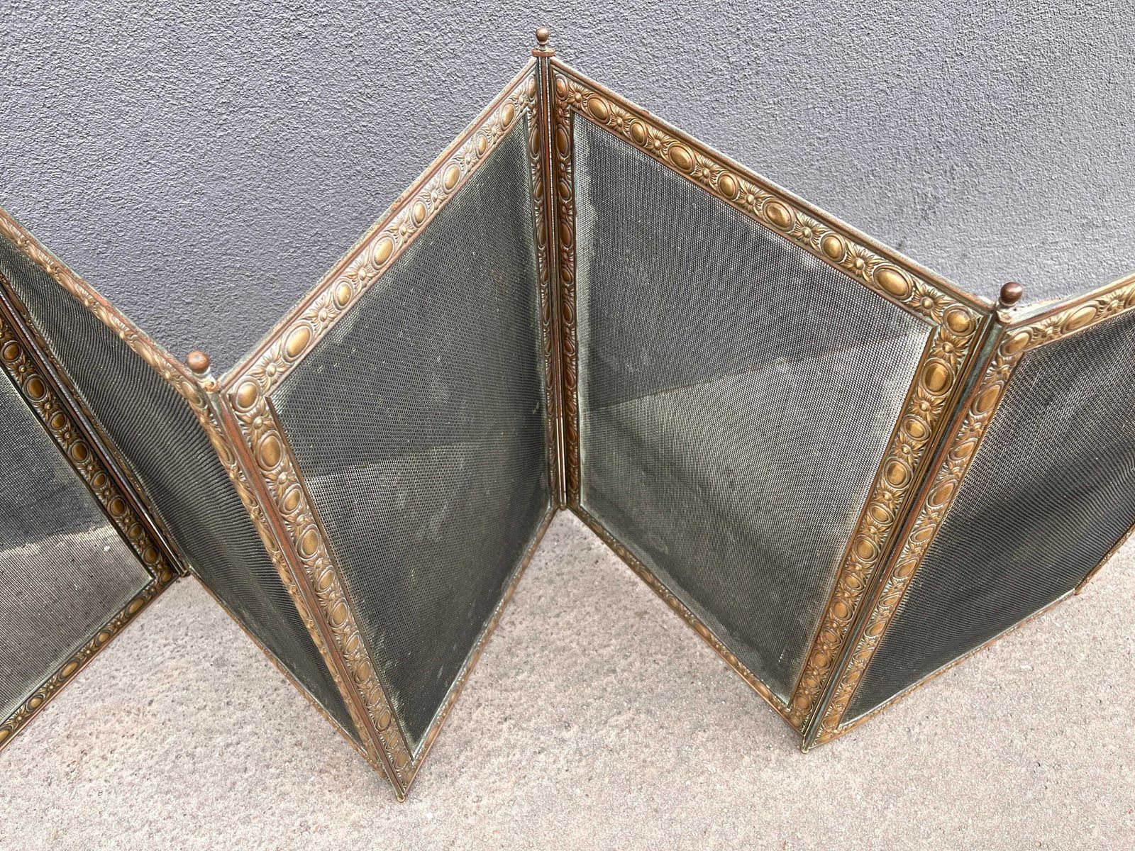 French 19th Brass Fireplace Screen 70 X 20 Inches, Antique Napoleon 3rd Copper Fire Screen 1880's photo vintage