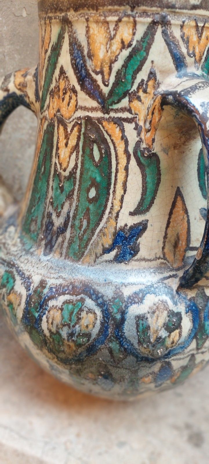 Antica Giara Maiolica Dipinta Smaltata Fez  Marocco XIX Secolo photo Home Decor