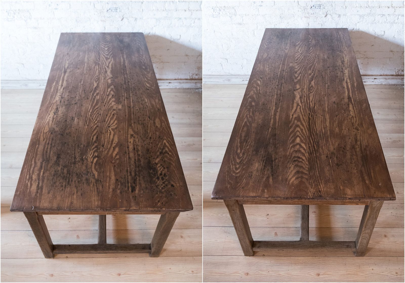 1350.0 19th Century French Oak & Pine Refectory Dining Table For 6 To 8 With 2 Drawers (939) photo