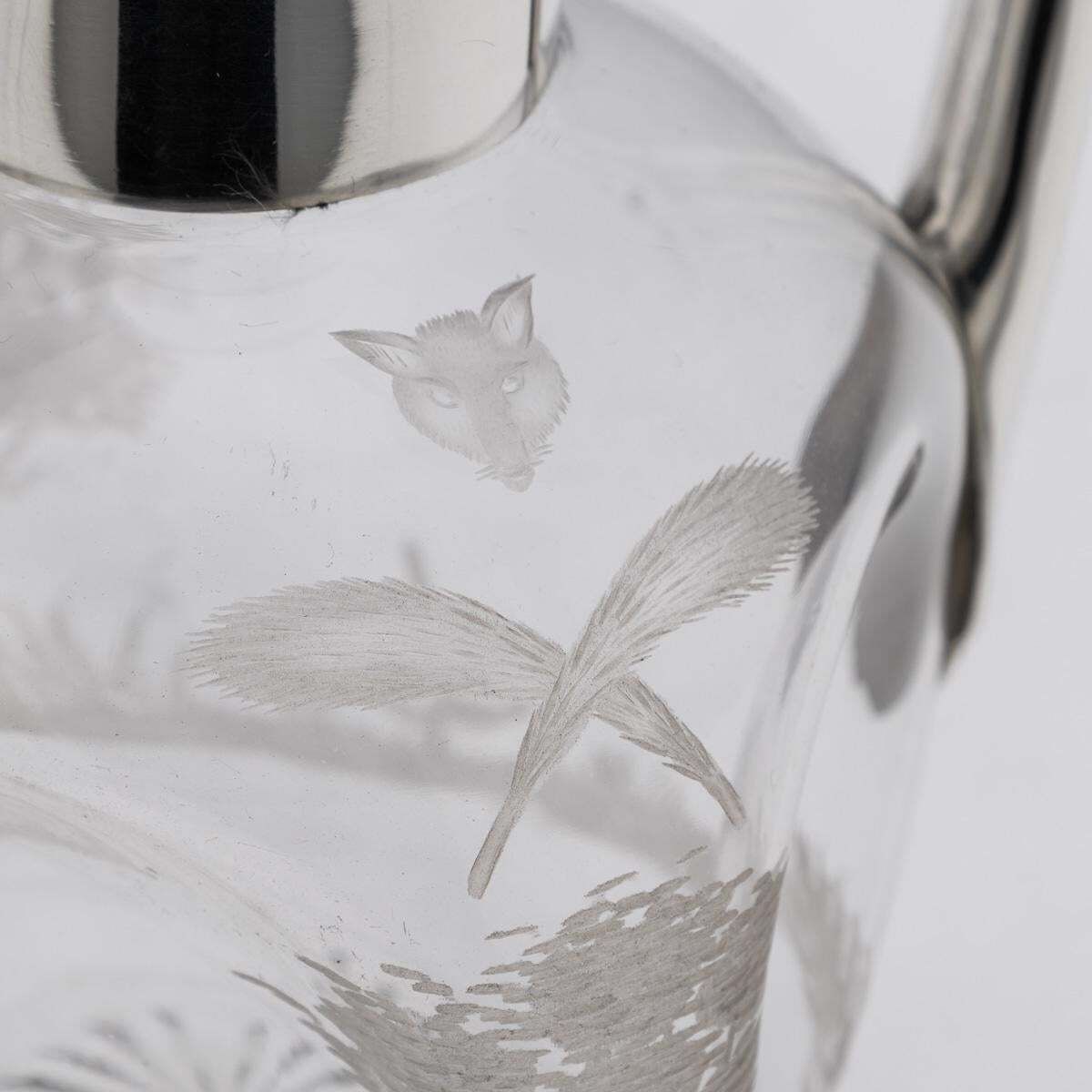 photo vintage Antique 19thc English Solid Silver & Etched Glass Claret Jug, Birmingham C.1897