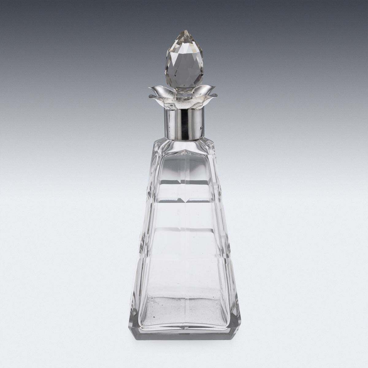 Antique 20thc English Solid Silver & Cut Glass Decanter By Asprey, London C.1911 photo Home Decor