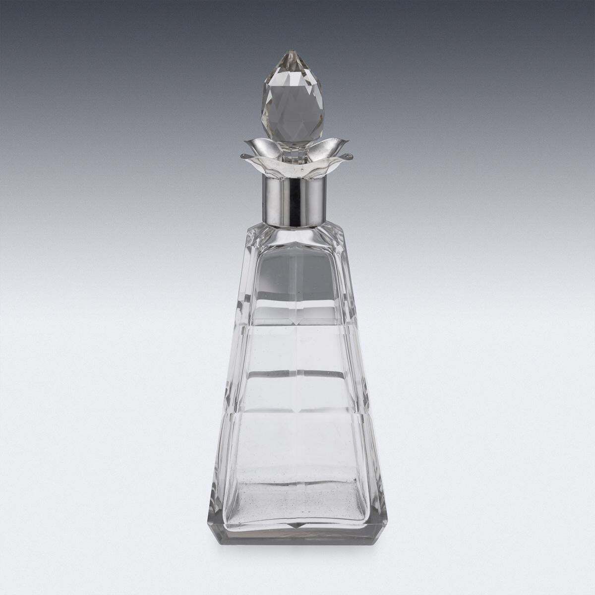 Antique 20thc English Solid Silver & Cut Glass Decanter By Asprey, London C.1911 photo vinterior