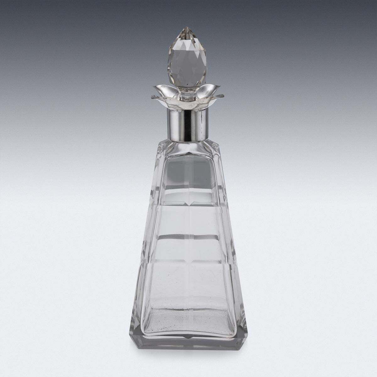 Antique 20thc English Solid Silver & Cut Glass Decanter By Asprey, London C.1911 photo buy