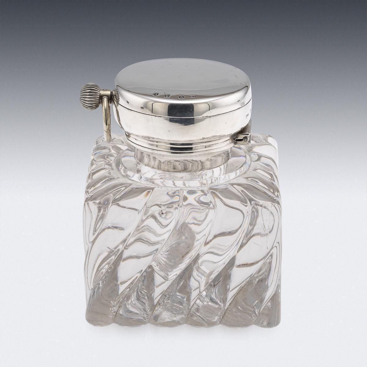 Antique 20thc Scottish Solid Silver Clock & Inkwell By Hamilton & Inches C.1903 photo 2848.0