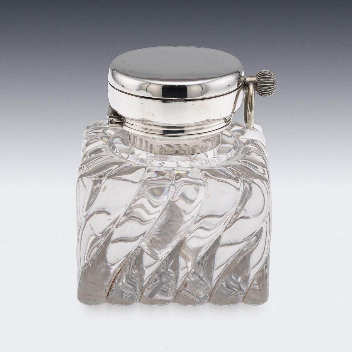 Antique 20thc Scottish Solid Silver Clock & Inkwell By Hamilton & Inches C.1903 photo buy
