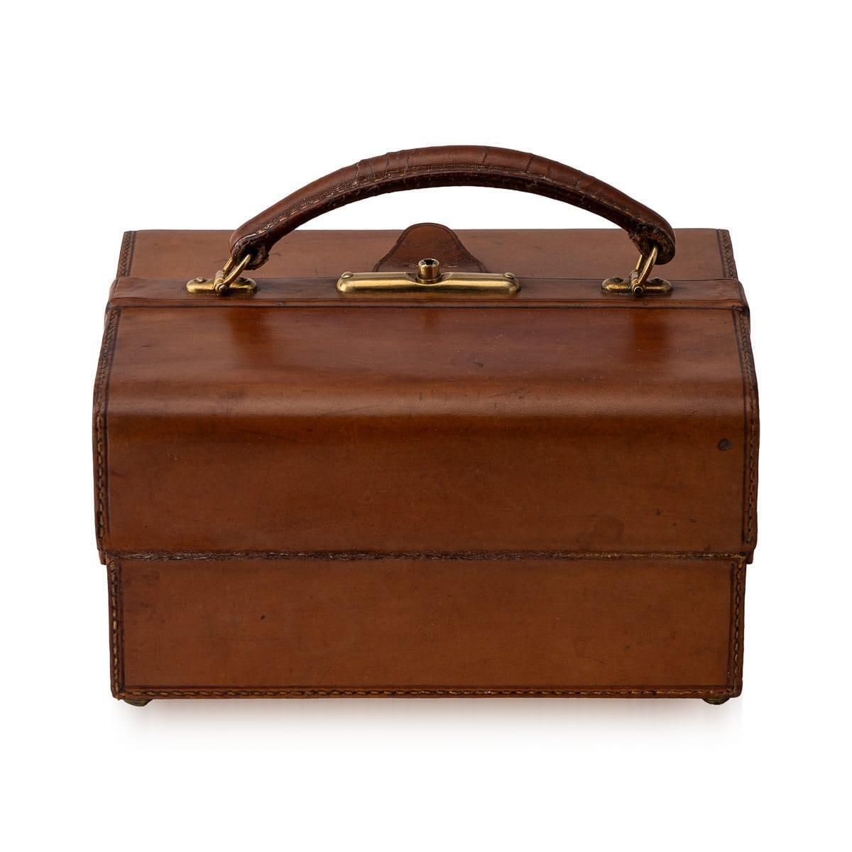Antique 20th Century Victorian Leather & Brass Jewellery Case C.1900 photo 911.0