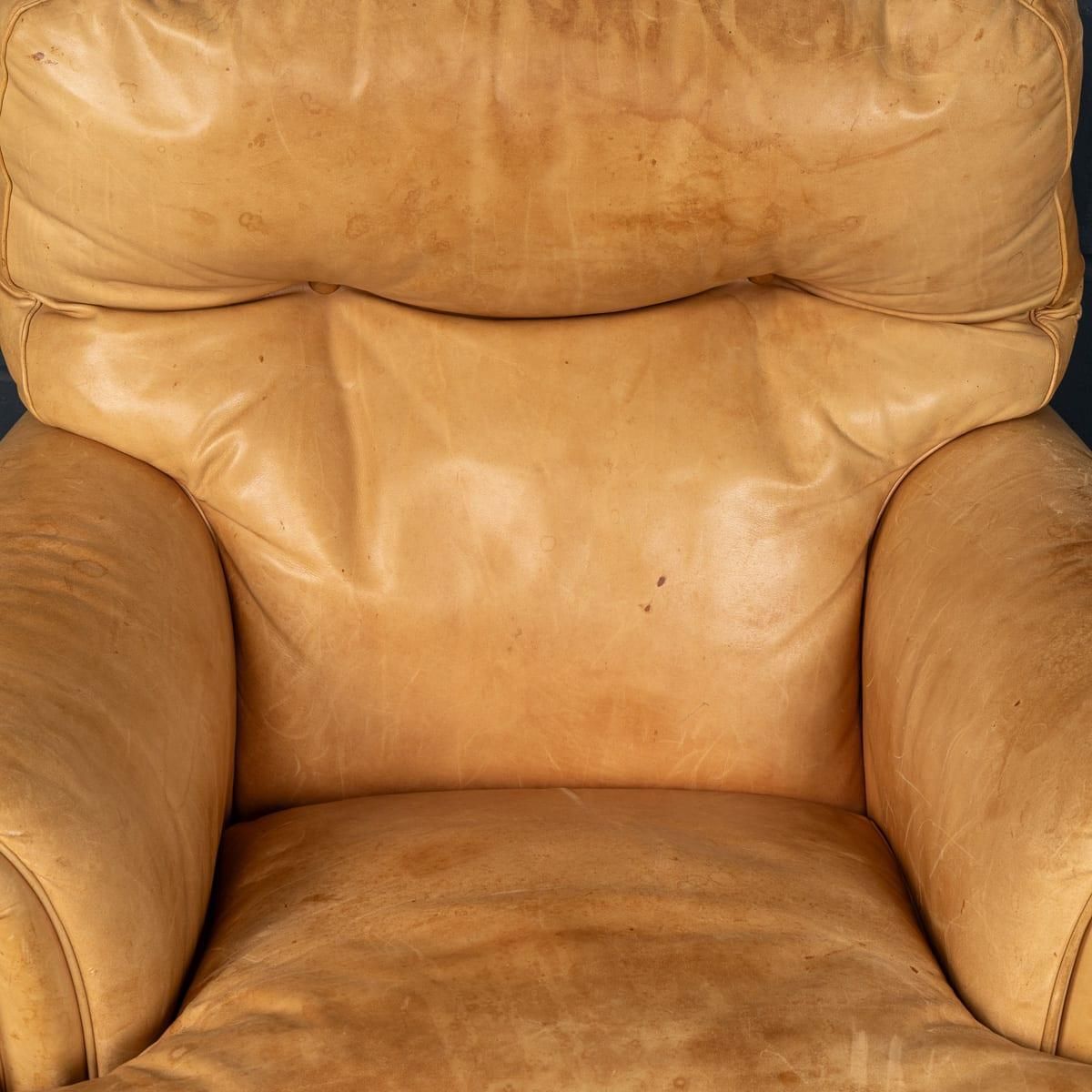 photo furniture Vintage 20thc Italian Pair Of Tan Leather Armchairs By Poltrona Frau C.1970
