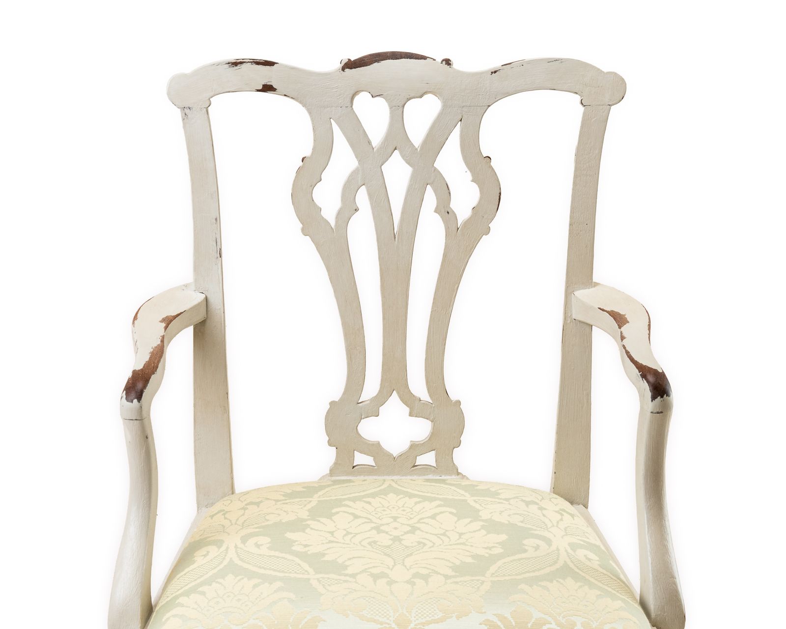 Georgian Mahogany Chippendale Armchair C.1780–1800 Painted Distressed photo for sale