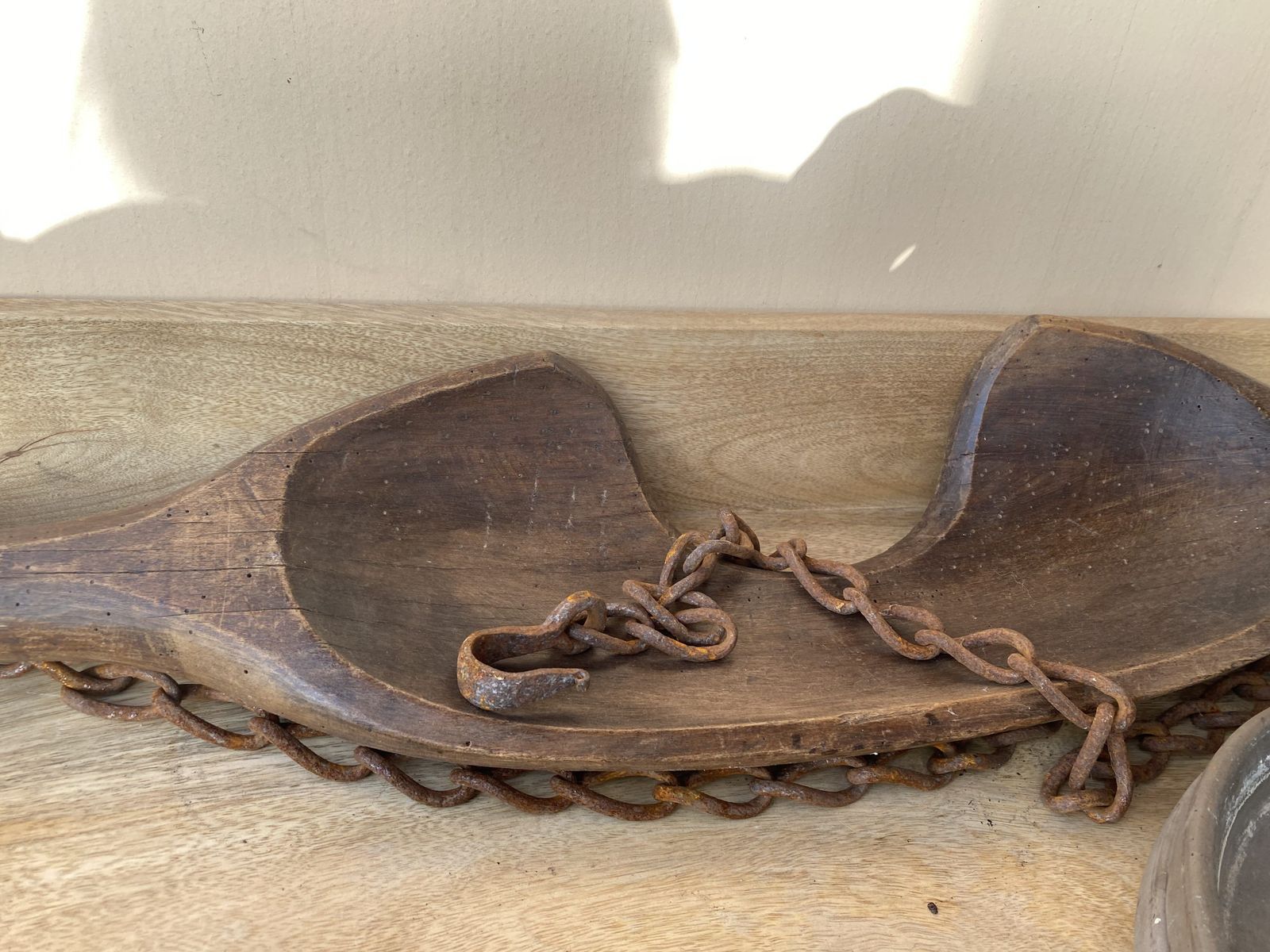 Rare Antique 19th Century Milkmaid Yoke With Turned Ends And Original Chain   90cmw photo furniture