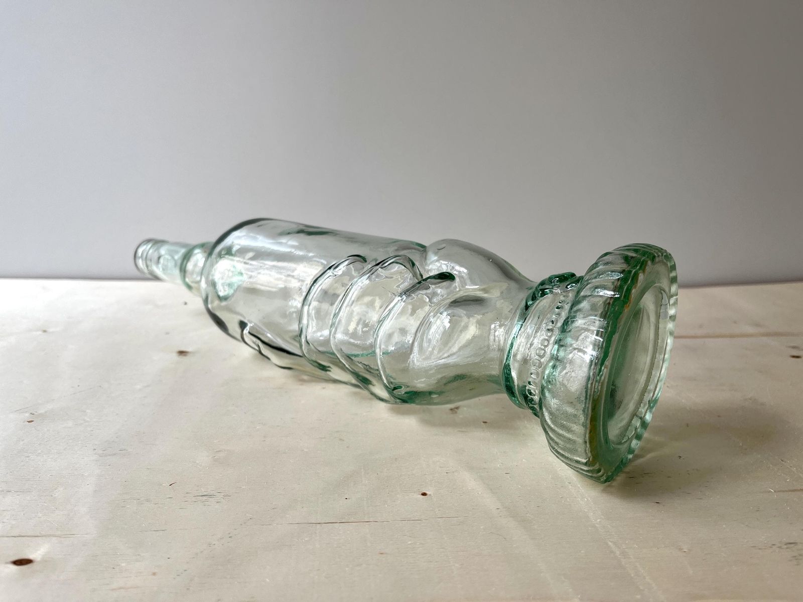 French Art Deco Legras Glass Bottle "Transparent Hand" Circa 1920s, Antique Pressed Molded Glass Decanter photo vinterior