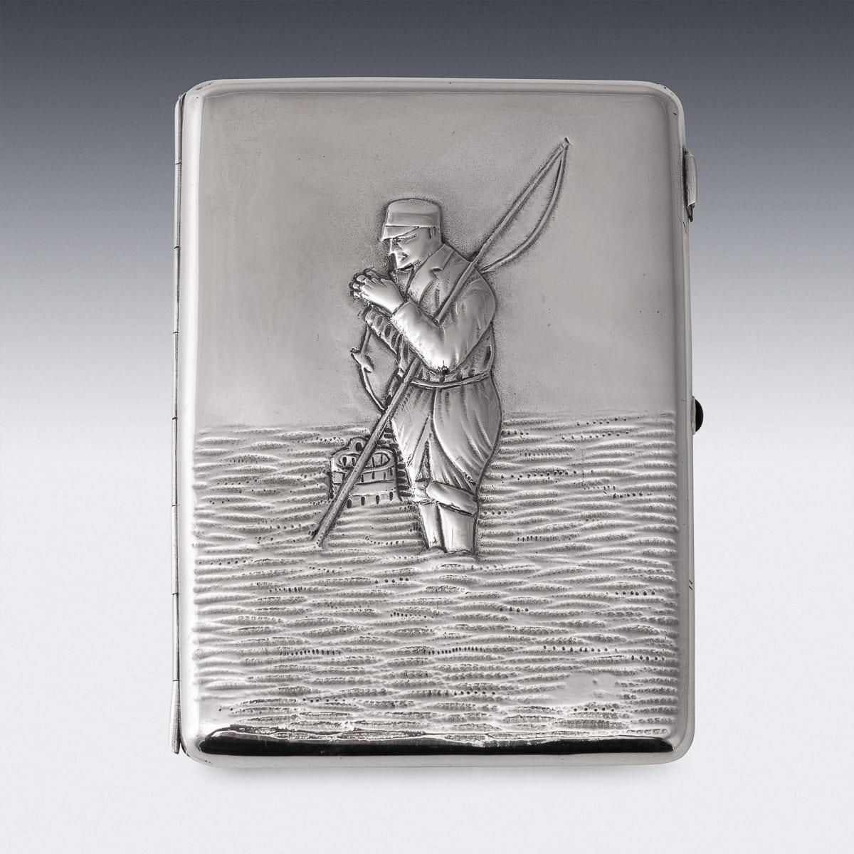 Antique 20thc Imperial Russian Solid Silver Cigarette Case, Moscow C.1900 photo for sale