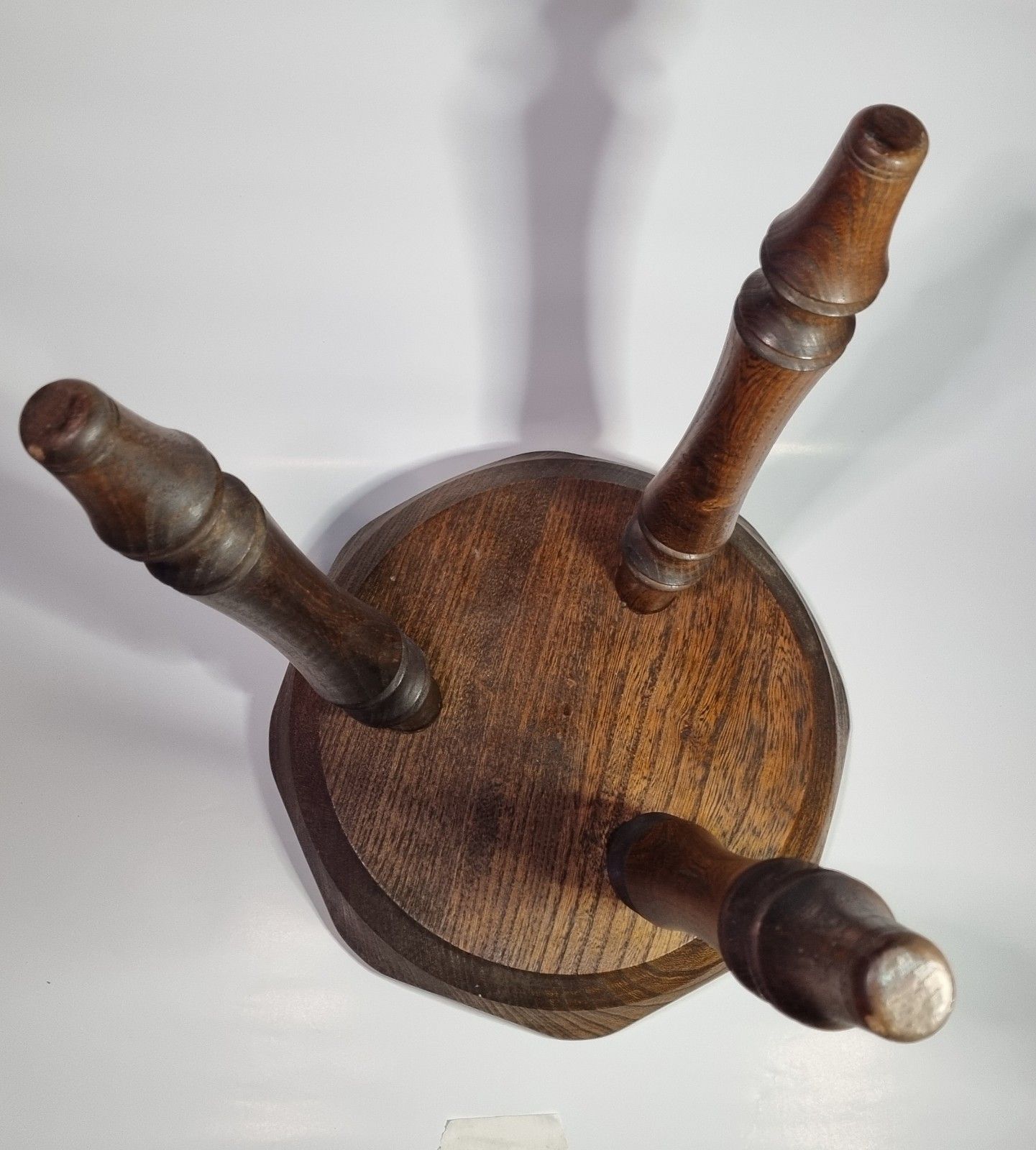 Furniture French Style Oak 3 Legged Milking Stool Bullseye Top Turned Legs Rustic photo