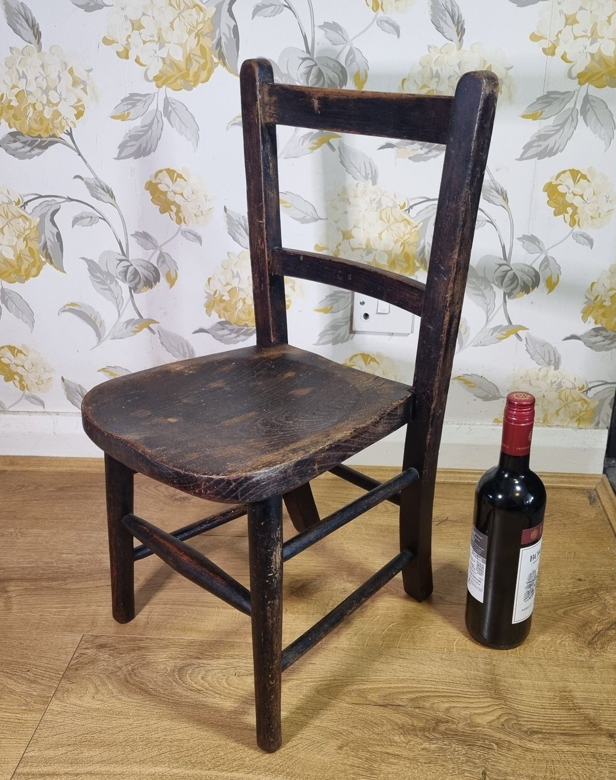 Antique Elm Childs School Chair Rustic Aged Patina Teddy Display Plant Stand