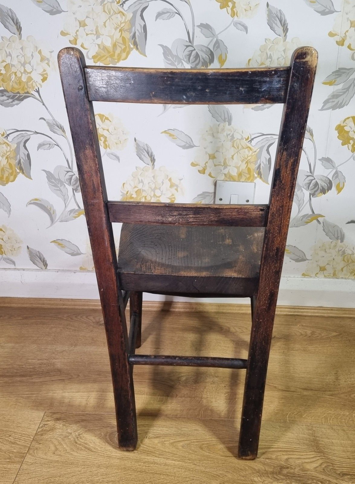 Antique Elm Childs School Chair Rustic Aged Patina Teddy Display Plant Stand photo 65.0
