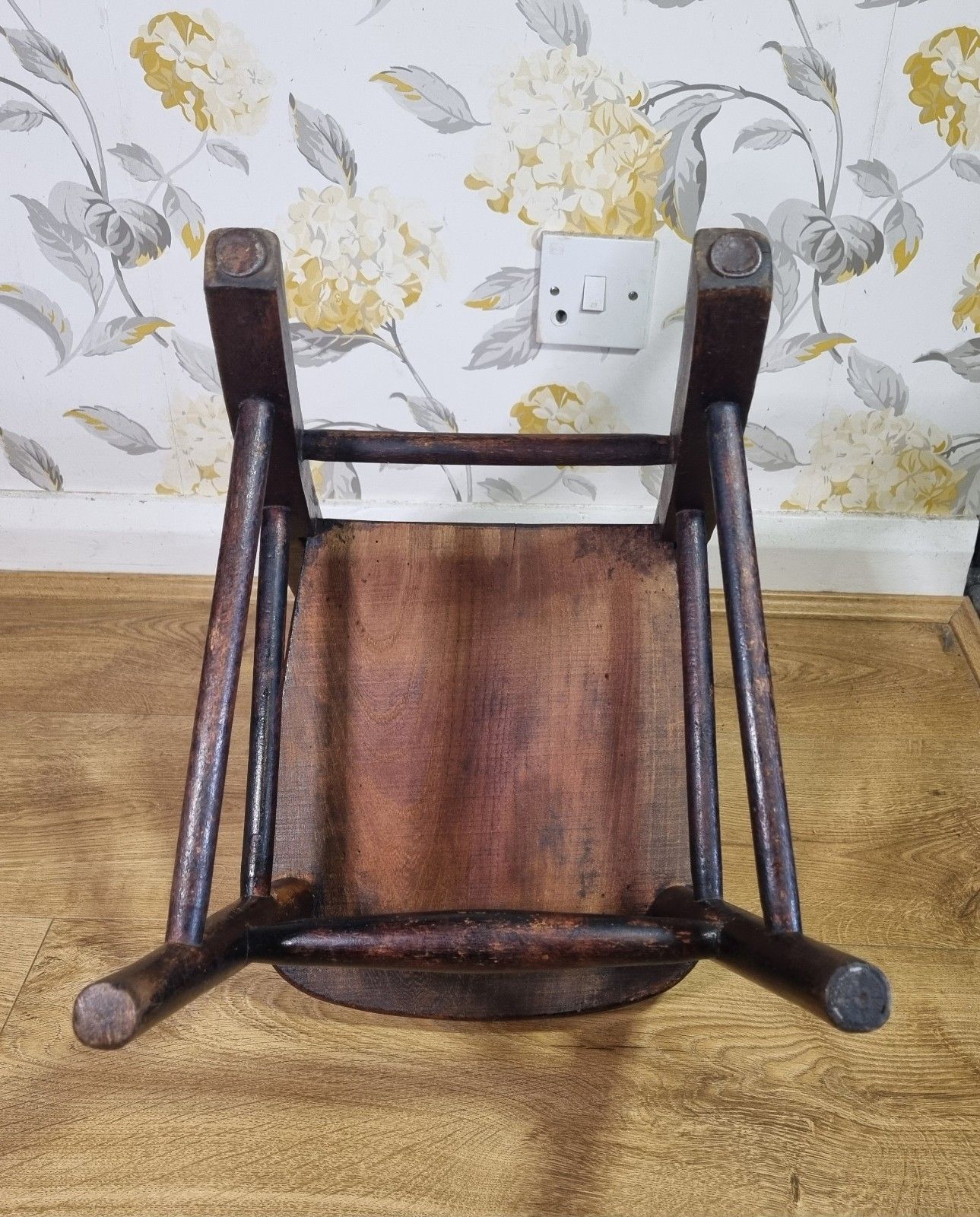 Antique Elm Childs School Chair Rustic Aged Patina Teddy Display Plant Stand photo vintage