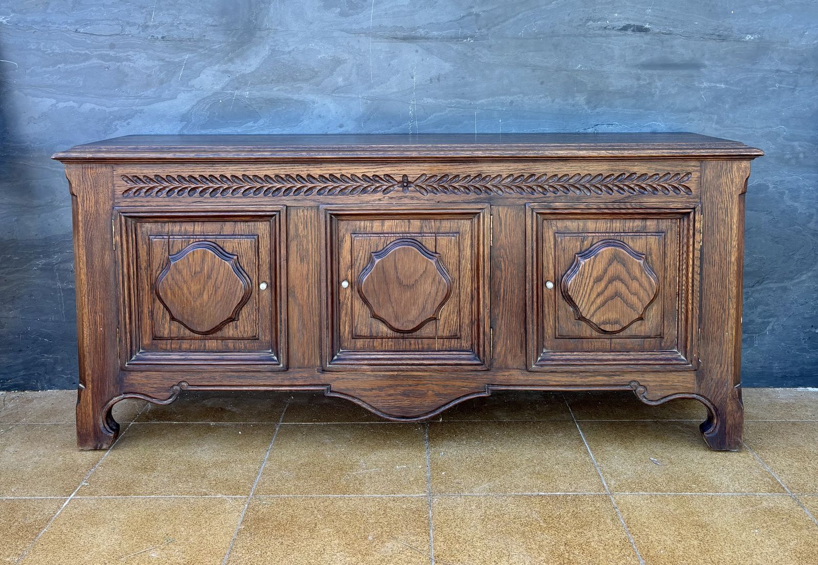 Spanish Renaissance Revival Oak Sideboard With Three Doors, 1930 photo furniture