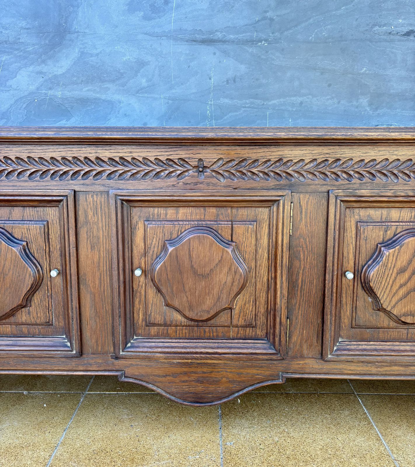 Spanish Renaissance Revival Oak Sideboard With Three Doors, 1930 photo Furniture