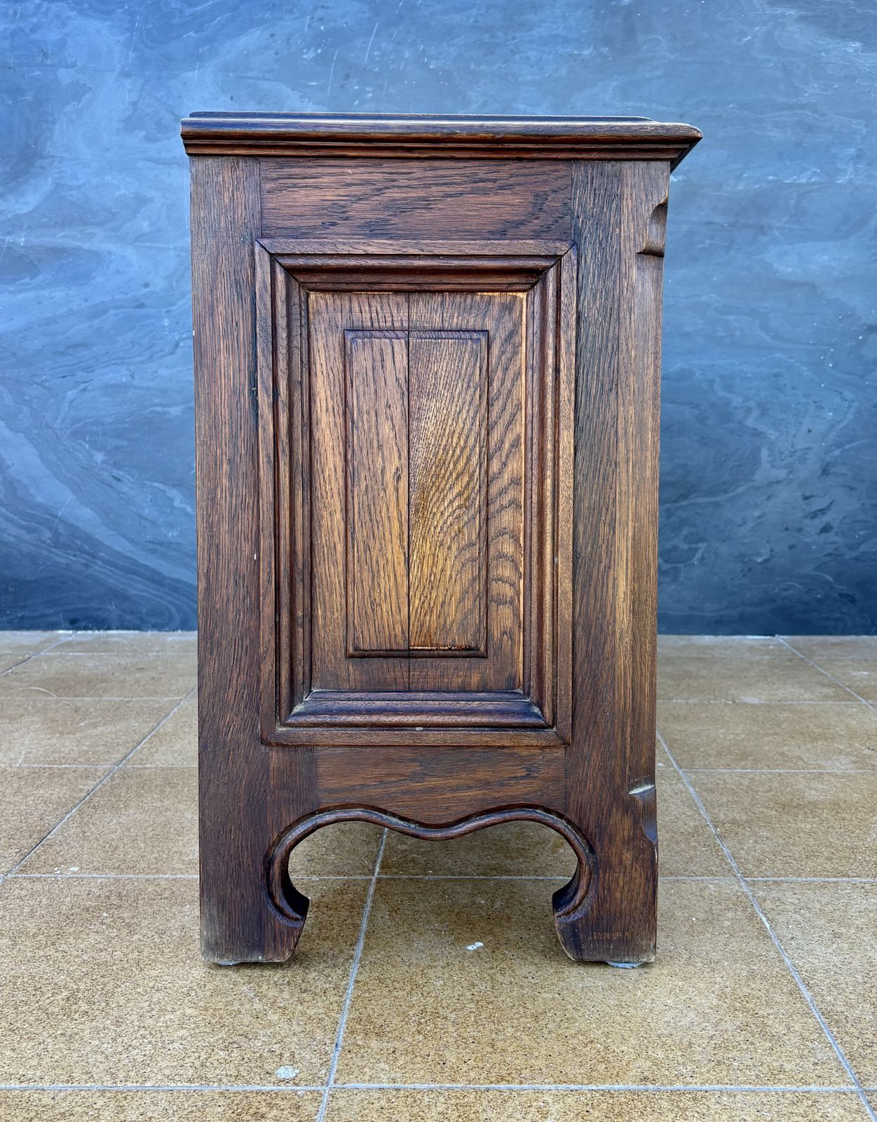 Furniture Spanish Renaissance Revival Oak Sideboard With Three Doors, 1930 photo